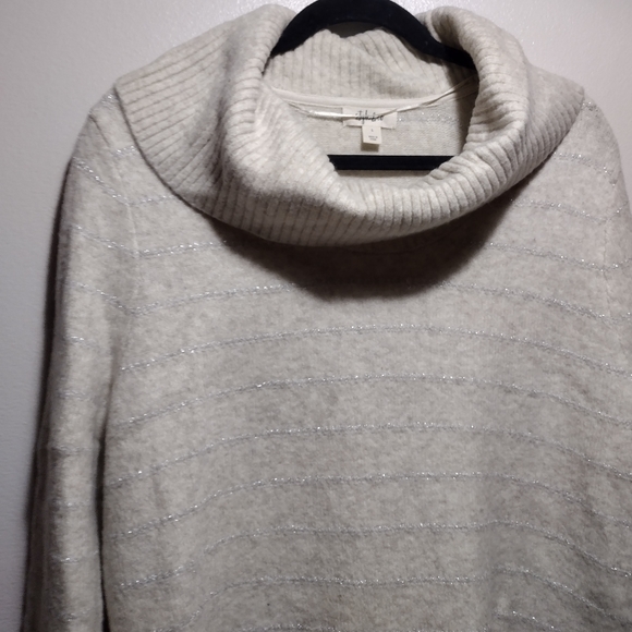 Style & Co Tan and Silver striped Cowl Neck Sweater - Picture 6 of 12
